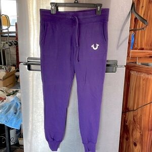 True Religion Sweatpants women’s sz S purple, withdraw string waist‎ , pockets